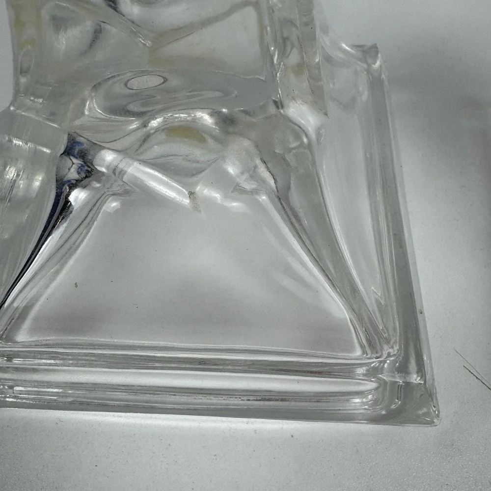 Vtg 1980s Crystal Clear Lead Crystal Candlesticks Pair USA Art Deco Style‎